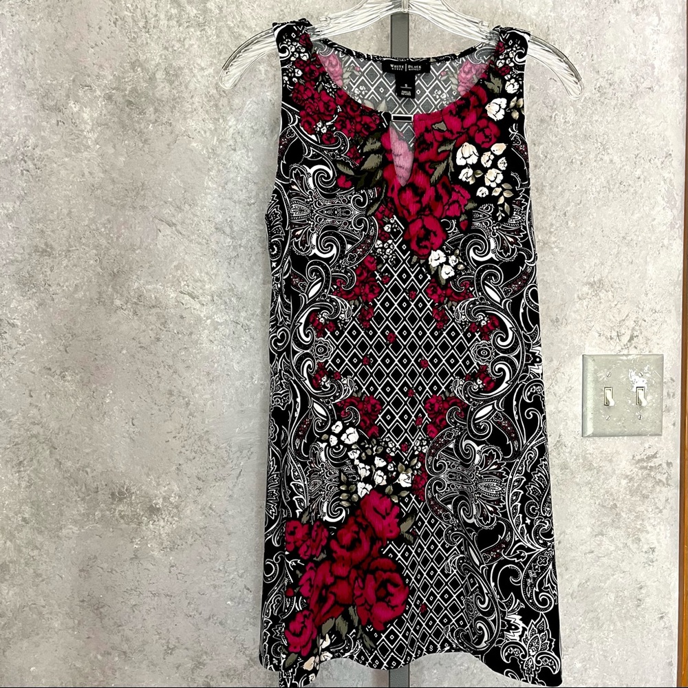 White House Black Market Sleeveless Print Tunic Tank Top Small